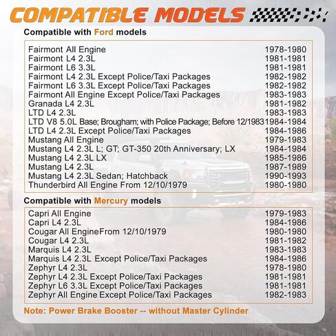 معزز فرامل الطاقة 54-74000 متوافق مع Ford Fairmont/LTD/Mustang/Thunderbird، Mercury Capri/Cougar/Marquis/Zephyr، OE E0SZ2005C، E1BZ2005E، E2ZZ2005A in Saudi Arabia