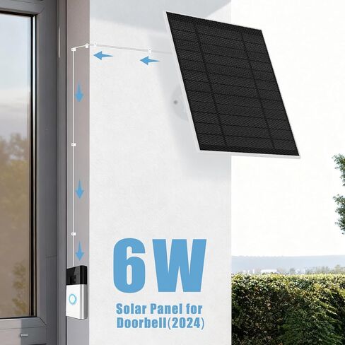 لوحة شمسية لجرس الباب الدائري (2024)، شاحن شمسي لجرس الباب الدائري بقدرة 6 وات لأجراس باب البطارية، لوحة شمسية بمنفذ شحن رفيع للغاية من النوع C مع كابل شحن بطول 13.1 قدم in Kuwait