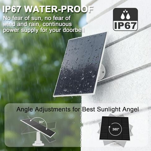 لوحة شمسية لجرس الباب الدائري (2024)، شاحن شمسي لجرس الباب الدائري بقدرة 6 وات لأجراس باب البطارية، لوحة شمسية بمنفذ شحن رفيع للغاية من النوع C مع كابل شحن بطول 13.1 قدم in Kuwait