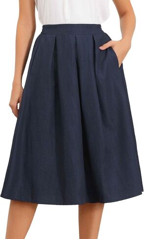 Allegra K Pleated Skirts for Women High Waisted Vintage A-Line Business Casual Midi Skirts in Saudi Arabia