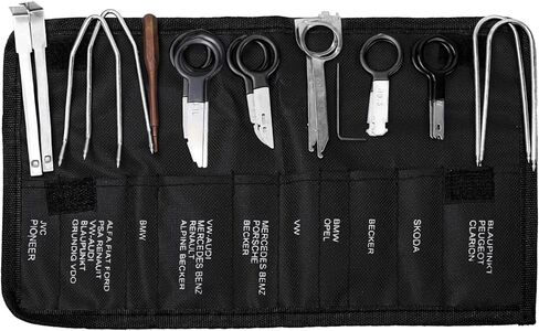 20PCS Car Radio Removal Tool Kit, Professional Car Audio Stereo CD Player Removal Key and Pry Tool Kit, Stainless Steel Stereo System Remover Tools Set for Most Cars and Trucks (Black) in Saudi Arabia