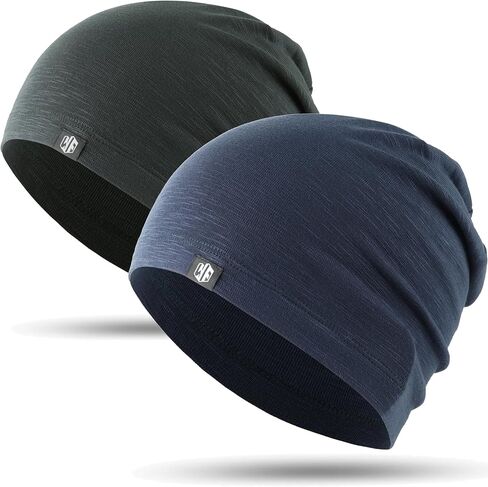 2-Pack Slouchy Beanie Skull Cap for Men, Moisture-Wicking & Lightweight for Running Workout Daily Casual & Summer in Saudi Arabia