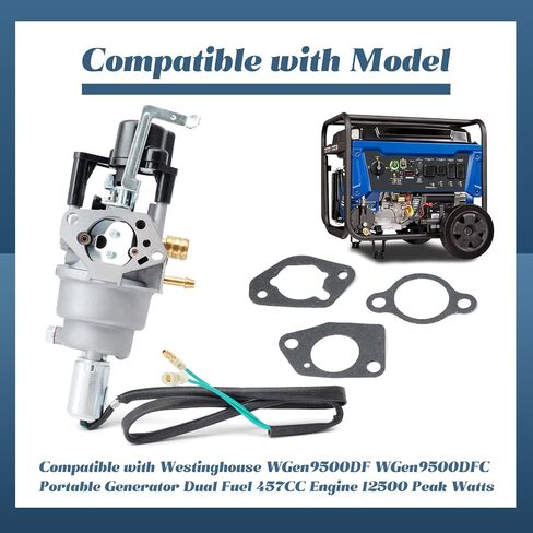مجموعة المكربن ​​المتوافقة مع Westinghouse WGen9500DF WGen9500DFC مولد محمول مزدوج الوقود 457CC محرك 12500 واط الذروة، مع 3 حشيات in Saudi Arabia
