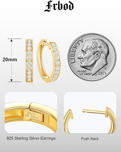 مويسانيتي الزمرد 15mm / 20mm أقراط هوب للنساء الرجال، هيبوالرجينيك 925 الفضة الاسترليني الذهب الأبيض / الذهب الأصفر الأقراط، عيد ميلاد عيد الحب مجوهرات لها / له in Kuwait