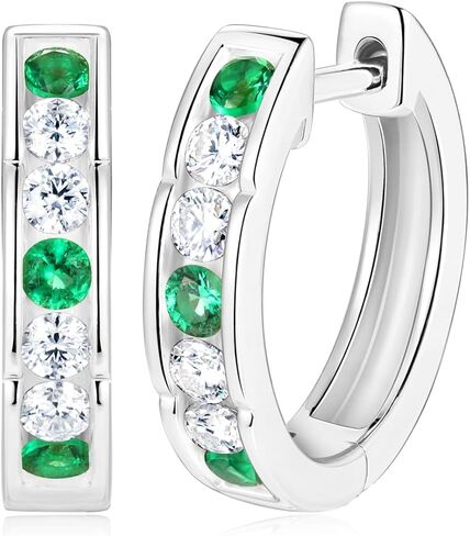 Moissanite Emerald 15mm/20mm Hoop Earrings for Women Men, Hypoallergenic 925 Sterling Silver White Gold/Yellow Gold Earrings, Birthday Valentines Mothers Day Jewelry for Her/Him in Saudi Arabia