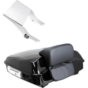 YHMOTO Vivid Black Razor Tour Trunk W/Mounting Rack For Harley Touring Road King,Road Glide, Street Glide, Electra Glide, Ultra-Classic 1997-2008 (Chrome Set+Liner) in Saudi Arabia