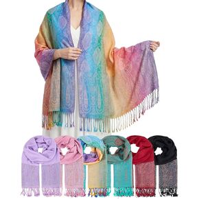 Chuarry 10 Pcs Pashmina Shawl for Women Wrap Shawl Tassels Scarves Elegant Colorful Soft Pashmina Scarf Shawl Wrap in Kuwait
