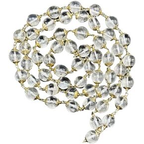 قلادة صلاة كريستال كوارتز شفافة من GEMSCITE، 55 خرزة، 8 مم، 30 بوصة، تصميم غطاء زهرة نحاسية in Kuwait