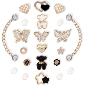 22 قطعة إكسسوارات الأحذية الساحرة للنساء زهرة فراشة اللؤلؤ تسد الأحذية الديكور سحر حجر الراين أحذية سحر سلسلة بلينغ ديكور لطيف لحفلة هدية عيد ميلاد in Kuwait