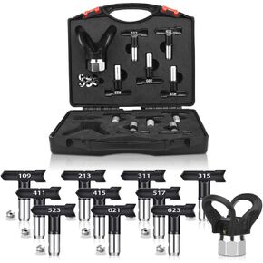 14 Pcs Airless Sprayer Tips, Paint Sprayer Tips, Tip Guard and Black Storage Case, Suitable for Airless Spray Gun (109, 111, 209, 211, 311, 315, 415, 411, 515, 517, 621, 623) in Saudi Arabia