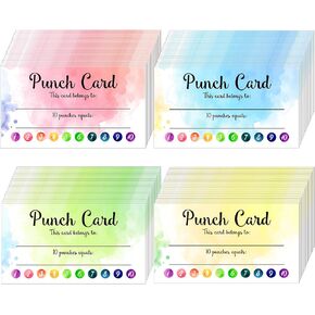 Outus 300 Pieces Watercolor Punch Cards Incentive Reward Card Student Awards Punch Cards for Classroom Business Kids Students Teachers School Supplies in Saudi Arabia