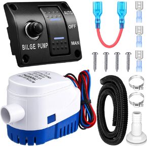 Boat Bilge Pump Automatic Bilge Pump 12v 24v 3 Way Switch Panel with Built-in Circuit Breaker Plumbing Installation Kit for Motorboat Boat Accessories(1100gph, 15a) in Saudi Arabia