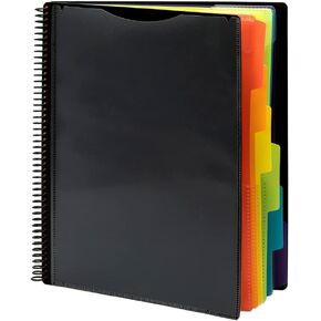 منظم مشروع 12 جيبًا، منظم جيب حلزوني مجلد من FOME مع حقيبة بسحاب، 6 فواصل حجم حرف منظم المشروع لخزانة ملفات مكتب المدرسة، أسود in Kuwait