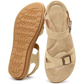 صنادل مسطحة للنساء الأنيقة: مضادة للانزلاق وقابلة للتعديل للمشي اليومي - نعل داخلي ناعم ومسامي لراحة طوال اليوم في الصيف - أزياء نسائية in Kuwait