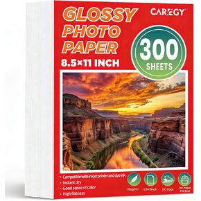 CAREGY 100 Sheets Glossy Photo Paper 8.5 x 11 Inches, Inkjet Photo Printer Paper,Compatible with Inkjet Printer Use Dye Ink,Professional Picture Paper(180gsm/48lb) in Kuwait