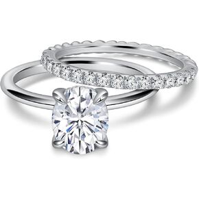 مجموعة خواتم خطوبة زفاف من getlove مويسانيتي للنساء 2.0 قيراط من خواتم الوعد ذات القطع البيضاوي و925 مويسانيتي خاتم الخلود، مقاس 8 حبل ملتوي in Kuwait