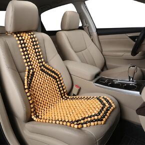 Breathable Wood Beaded Seat Cushion, Cooling Double Strung Auto Back Massaging Driver Seats Cover for Fatigue Relief, Comfort Ventilated Support Cushion for Car Seat Chair (Black) in Saudi Arabia