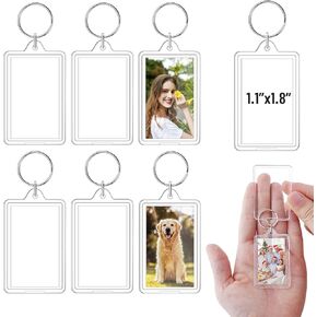 سلسلة مفاتيح للصور مقاس 1.8 × 1.1 بوصة، حلقة مفاتيح إطار صورة فارغة من الأكريليك الشفاف من أجل هدية مخصصة للحرف اليدوية (6 عبوات) in Kuwait
