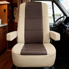 عبوتان من أغطية مقاعد RV لكراسي الكابتن: واقيات مقاعد المنزل المتنقل من الجلد الصناعي مع أغطية مسند للذراعين - قابلة للتنفس ومقاومة للماء - لسيارة مقطورة التخييم من الفئة أ تحمي من انسكابات الأوساخ والتآكل in Kuwait
