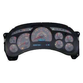 Instrument Cluster Compatible with 2003-2005 Gas GM Full Size Trucks/SUVs Chevy Silverado Tahoe Avalanche Suburban & GMC Yukon Sierra Yukon XL. Silver Color Escalade Style Overlay Design. in Saudi Arabia