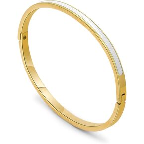 سوار نسائي من الفولاذ المقاوم للصدأ مطلي بالذهب عيار 18 قيراط | هدية رائعة للنساء من مجوهرات الزركونيا المكعبة، تصميم بسيط ومتين للارتداء اليومي in Kuwait