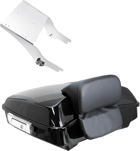 YHMOTO Vivid Black Razor Tour Trunk W/Mounting Rack For Harley Touring Road King,Road Glide, Street Glide, Electra Glide, Ultra-Classic 1997-2008 (Chrome Set+Liner) in Saudi Arabia
