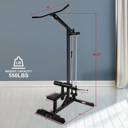 Fitvids LAT All-in-one Machine with High and Low Pulley Station, LAT PullDown and LAT Row Cable Machine, LAT Tower with Adjustable Leg Support for Home Gym Total Body Training in Saudi Arabia
