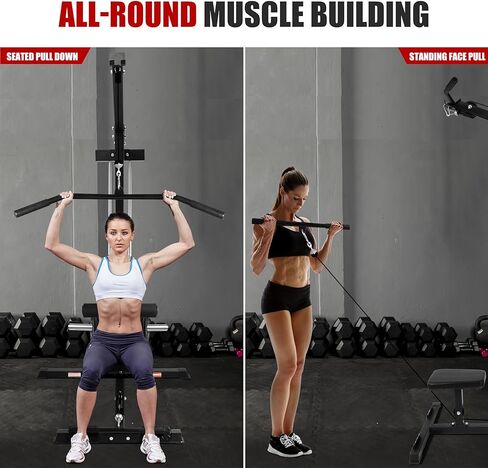 Fitvids LAT All-in-one Machine with High and Low Pulley Station, LAT PullDown and LAT Row Cable Machine, LAT Tower with Adjustable Leg Support for Home Gym Total Body Training in Saudi Arabia