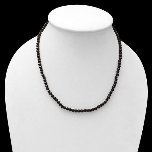 A&M Natural Shungite Smooth Round 925 Sterling Silver Necklace, Healing Shungite Beads Necklace Jewelry, Shungite Beaded Necklace, Handmade Shungite Beaded Necklace Jewelry in Saudi Arabia