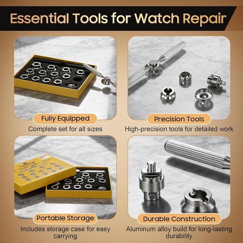 Yosoo Health Gear Watch Repair Tool, 5537 Watch Case Back Opener Tools, Watch Back Remover Tool with 13 Dies Fit for Rolex Tudor in Saudi Arabia