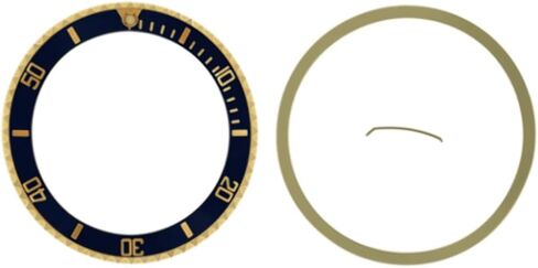 Ewatchparts Bezel & Insert Compatible With Rolex Submariner Serti 18K 16613 Real Gold Blue Gold Font in Saudi Arabia