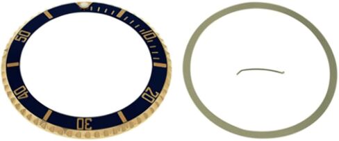 Ewatchparts Bezel & Insert Compatible With Rolex Submariner Serti 18K 16613 Real Gold Blue Gold Font in Saudi Arabia