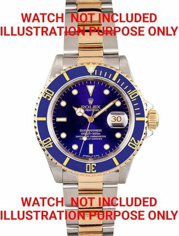Ewatchparts Bezel & Insert Compatible With Rolex Submariner Serti 18K 16613 Real Gold Blue Gold Font in Saudi Arabia
