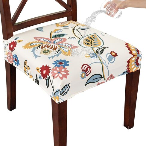 CRFATOP Waterproof Dining Chair Seat Covers Set of 6, Stretch Dining Room Cushion Slip Cover Non-Slip Seat Slipcover for Dining Chairs Washable Removable Parson Kitchen Chair Protectors,L,01 in Saudi Arabia