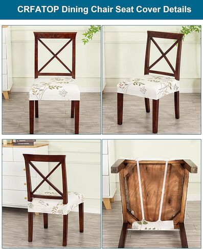 CRFATOP Waterproof Dining Chair Seat Covers Set of 6, Stretch Dining Room Cushion Slip Cover Non-Slip Seat Slipcover for Dining Chairs Washable Removable Parson Kitchen Chair Protectors,L,01 in Saudi Arabia