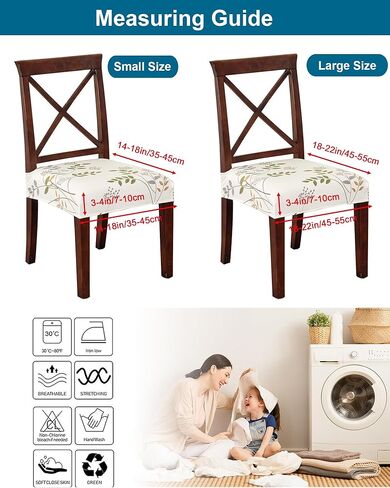 CRFATOP Waterproof Dining Chair Seat Covers Set of 6, Stretch Dining Room Cushion Slip Cover Non-Slip Seat Slipcover for Dining Chairs Washable Removable Parson Kitchen Chair Protectors,L,01 in Saudi Arabia