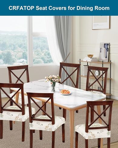 CRFATOP Waterproof Dining Chair Seat Covers Set of 6, Stretch Dining Room Cushion Slip Cover Non-Slip Seat Slipcover for Dining Chairs Washable Removable Parson Kitchen Chair Protectors,L,01 in Saudi Arabia