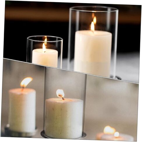 غطاء شمعة زجاجي مقاوم للرياح للاستخدام الخارجي والداخلي، حامل شموع شفاف لديكور العطلات والأجواء الرومانسية in Kuwait
