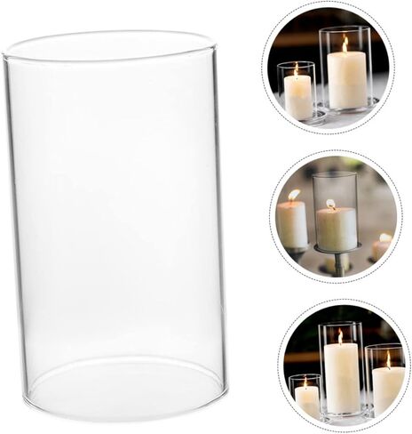 غطاء شمعة زجاجي مقاوم للرياح للاستخدام الخارجي والداخلي، حامل شموع شفاف لديكور العطلات والأجواء الرومانسية in Kuwait