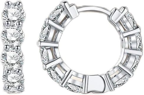 اقراط مرصعة بالماس عالي الكربون للنساء من جيريويز، لا تسبب الحساسية من الفضة الاسترليني عيار 925 على شكل حرف D، اقراط مرصعة بالماس دائرية الشكل مصنوعة في المختبر (فضي) in Kuwait