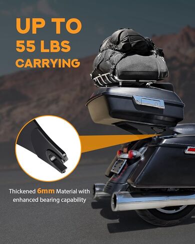PBYMT Tour Pack Mount أكثر سمكًا مع مجموعة أدوات إرساء 4 نقاط، رف أمتعة قابل للفصل يناسب Harley Davidson Touring Street Glide Road King Electra Glide 2014-في وقت لاحق، أسود in Kuwait