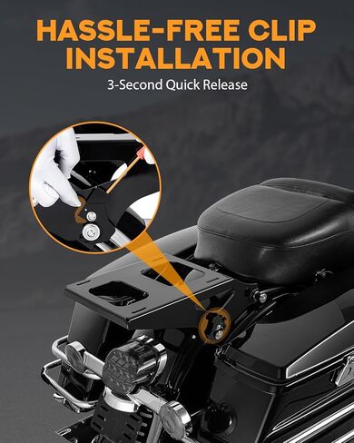 PBYMT Tour Pack Mount أكثر سمكًا مع مجموعة أدوات إرساء 4 نقاط، رف أمتعة قابل للفصل يناسب Harley Davidson Touring Street Glide Road King Electra Glide 2014-في وقت لاحق، أسود in Kuwait