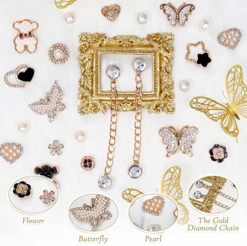 22 قطعة إكسسوارات الأحذية الساحرة للنساء زهرة فراشة اللؤلؤ تسد الأحذية الديكور سحر حجر الراين أحذية سحر سلسلة بلينغ ديكور لطيف لحفلة هدية عيد ميلاد in Kuwait