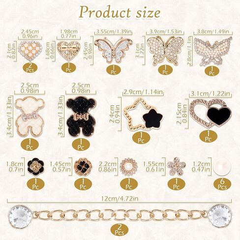 22 قطعة إكسسوارات الأحذية الساحرة للنساء زهرة فراشة اللؤلؤ تسد الأحذية الديكور سحر حجر الراين أحذية سحر سلسلة بلينغ ديكور لطيف لحفلة هدية عيد ميلاد in Kuwait