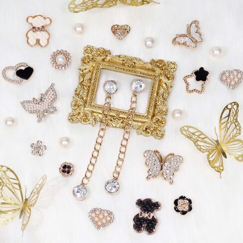 22 قطعة إكسسوارات الأحذية الساحرة للنساء زهرة فراشة اللؤلؤ تسد الأحذية الديكور سحر حجر الراين أحذية سحر سلسلة بلينغ ديكور لطيف لحفلة هدية عيد ميلاد in Kuwait