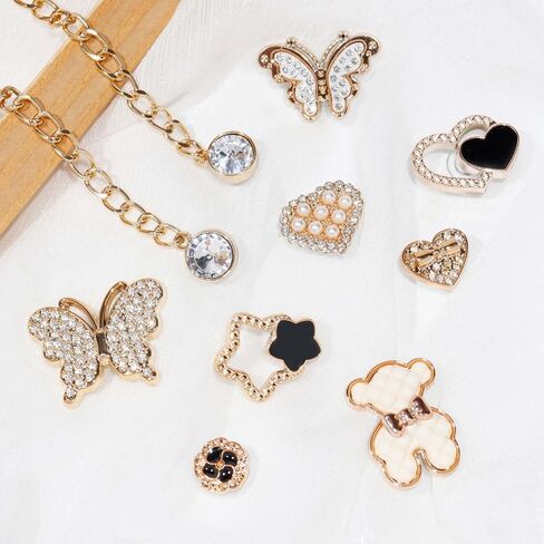 22 قطعة إكسسوارات الأحذية الساحرة للنساء زهرة فراشة اللؤلؤ تسد الأحذية الديكور سحر حجر الراين أحذية سحر سلسلة بلينغ ديكور لطيف لحفلة هدية عيد ميلاد in Kuwait