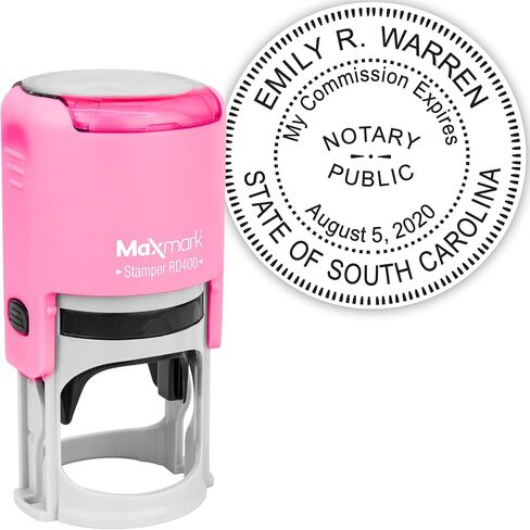 MaxMark Round Notary Pink Stamp for State of Georgia - 1-5/8" (40mm) in Saudi Arabia