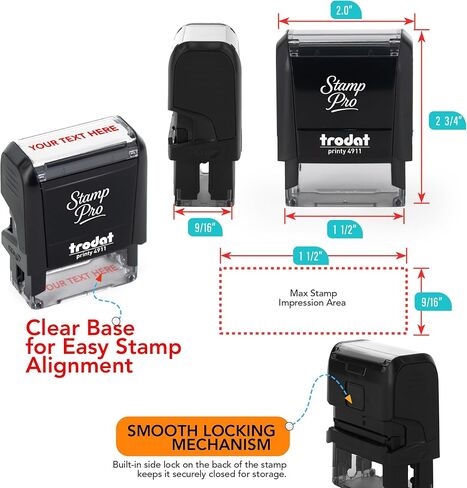 Stamp Pro Self Inking Stamp Custom Stamp - اسم شخصي أو ختم نص للمنزل والمدرسة والحرف اليدوية واستخدام الأعمال - اختر الحجم ونمط الخط ولون الحبر (صغير، 9/16 بوصة × 1 1/2 بوصة منطقة الانطباع) in Kuwait