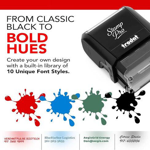 Stamp Pro Self Inking Stamp Custom Stamp - اسم شخصي أو ختم نص للمنزل والمدرسة والحرف اليدوية واستخدام الأعمال - اختر الحجم ونمط الخط ولون الحبر (صغير، 9/16 بوصة × 1 1/2 بوصة منطقة الانطباع) in Kuwait