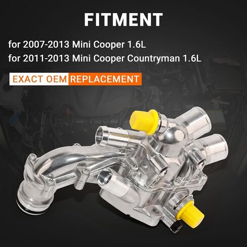 Aluminum Thermostat Housing Compatible with 2007-2013 Mini Cooper 1.6L 2011-2013 Mini Cooper Countryman 1.6L Replace# 11537534521 11538699290 902-812 in Saudi Arabia